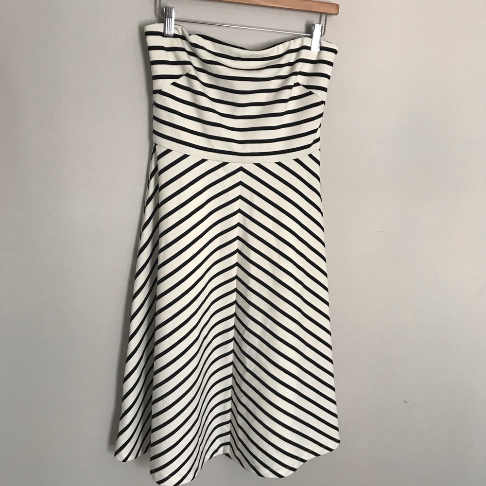 The Limited strapless black and white stripe dress